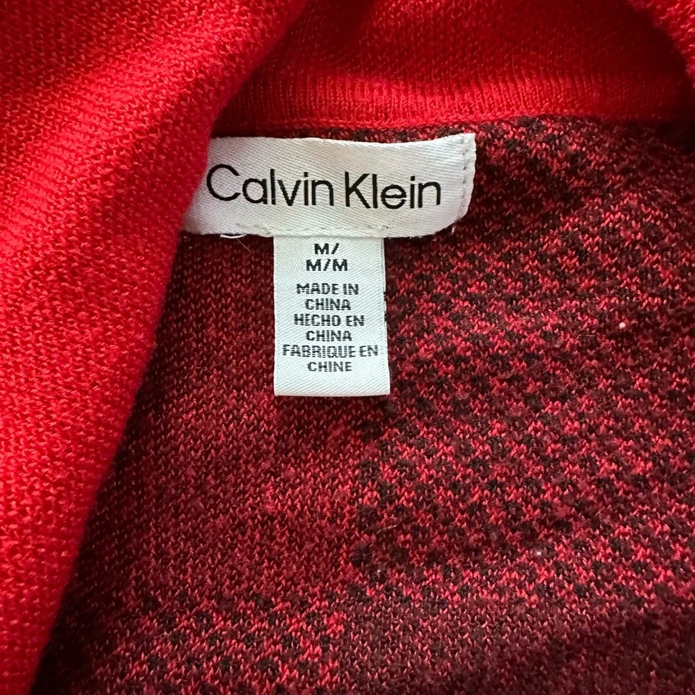 Calvin Klein Women’s M Cowl Neck Red & Black Oversize Sweater | SKU 0538